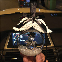 Car Rearview Mirror Water Crystal Ball Cat Cubs Angel Wings Perfume Pendant Car Supplies Interior Decoration Gifts
