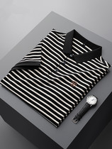 Mens high-end striped short-sleeved polo shirt mens summer pop brand 2021 new fashion all-match pop brand t-shirt mens n