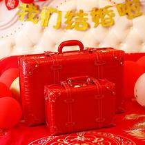 High-grade red crocodile suitcase female retro bride dowry suitcase wedding wedding case