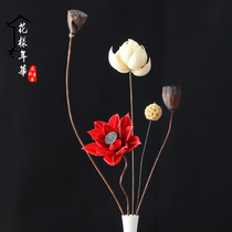New Chinese dried flower bouquet real flower dried lotus root natural decoration ornaments lotus flower arrangement living room display Zen Lotus