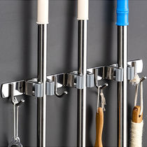  304 stainless steel mop rack punch-free multi-function mop hook Bathroom broom storage clip pendant clothes hook