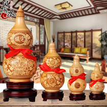 Feng Shui Cabinet Peach Wood Engraving Gourd Pendulum Piece Wood Carving Living Room Partition Chinese Style Home Residence Ornament Large Gourd Pendant