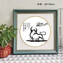 Fetal hair painting cow baby handicraft souvenir day homemade full moon 100 days gift customized portrait
