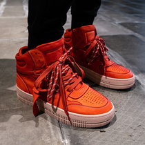 (Hat Xiansen)Orange and red Air Force high-top board shoes Mens national tide street skateboarding shoes European station high-top shoes