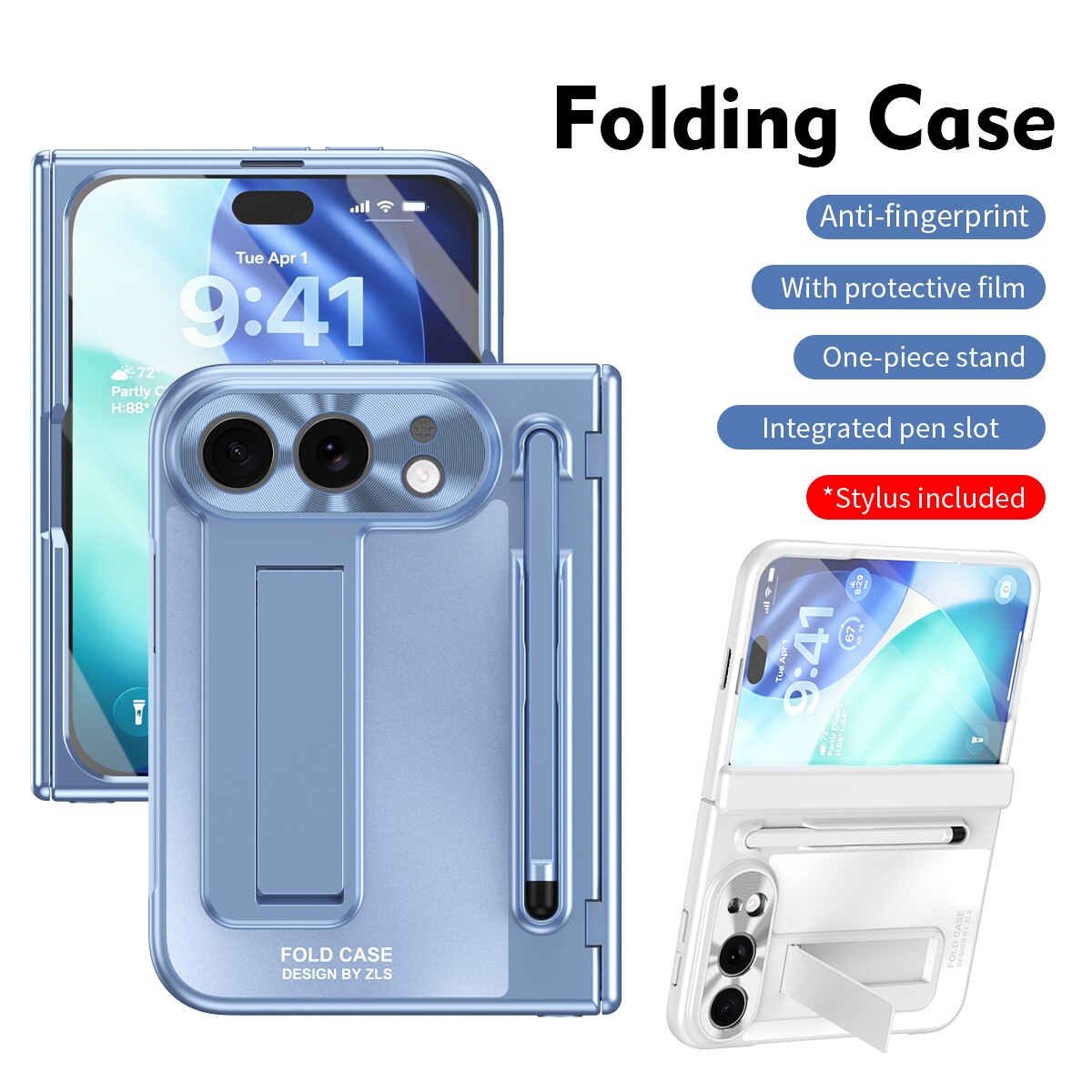Anti-fingerprint Hinge Stand Lens Film iPhone Case