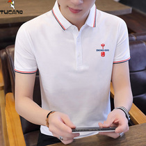 Woodpecker man t-shirt short sleeve pure cotton loose flap half sleeve blouse thin Chinese wind t-shirt casual male polo shirt