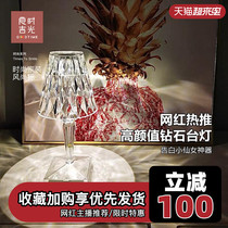  Liangshi Jiguang postmodern simple crystal bedroom bedside lamp atmosphere night light Designer net red diamond table lamp
