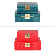 New Chinese soft modern simple model room bedroom display decorations red wooden buckle jewelry box ornaments