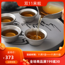 Kangpai pure titanium metal tea tray outdoor self-driving portable ultra-light tea tray water storage kung fu tea set
