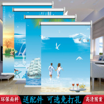 Rolling curtain curtain hand drawn landscape painting home bedroom living room bathroom sunshade sunscreen office insulation window