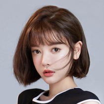 Wig real hair all real hair female natural simulation full headgear 2021 fashion new short hair clavicle wig set