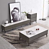 Rock plate coffee table TV cabinet combination Simple modern light luxury household small apartment floor cabinet Italian minimalist living room furniture