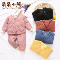 Anti-season Childrens down cotton clothes boys two-piece liner set Girls baby childrens light coat autumn and winter