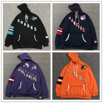 Tide brand European and American skateboard plus velvet sweater street dance hip hop hiphop hooded hockey suit long sleeve T-shirt men and women couples