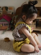 Cylinder Gokids Customised Summer Women Baby Foreign Piste Yellow Linen Back With Pants Girl Cute Conjoined Pants