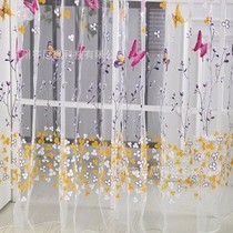 Finished 1 m * 2 M Butterfly offset printing curtain printed window screen glass yarn living room bedroom decoration partition curtain curtain