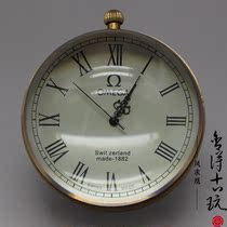 Antique pure copper crystal ball watch Old-fashioned winding mechanical clock watch Crystal ball table clock Home decoration ornaments
