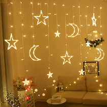 led stars moon lights flashing lights star curtains net red bedroom romantic room creative decorative lights