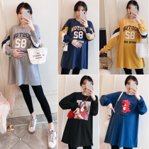 Pregnant women Spring suit fashion 2021 New early spring T-shirt Net red dress spring and autumn maternity dress spring coat
