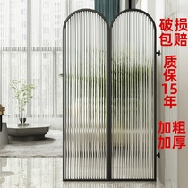 Nordic Changhong glass screen Wrought iron light luxury living room home decoration Entrance Folding mobile partition Modern simplicity
