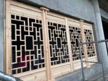 Dongyang wood carving Chinese solid wood flower grid old fir antique door window screen partition hollow carving custom
