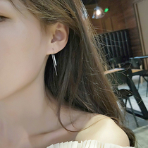 Ear Line Korea 2021 New Tide Individuality Brief Flow Sueared Female Superfairy Temperament Net Red Ear Pendant Pure Silver Ear Nail