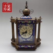 Antique miscellaneous collection pure copper mechanical watch antique cloisonne clock mechanical watch home decoration ornaments