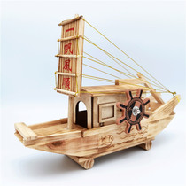 Simulation wooden smooth sailing music sailing wooden toy model Office crafts home furnishings gifts