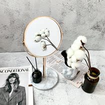 Marble makeup mirror Mirror Dressing mirror HD desktop double-sided mirror Princess mirror Beauty mirror magnified bathroom desktop