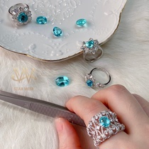 Star wish jewelry natural Paraiba tourmaline ring pendant earrings neon Sapphire spot naked stone generation inlay