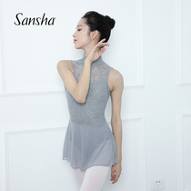 Sansha Sansha high neck dance practice suit Female sleeveless backless ballet gymnastics body performance one-piece suit