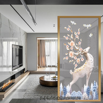 Modern simple entrance screen partition art glass tempered custom living room dining room room beautiful snow deer