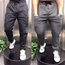 Winter down cotton trousers men's slim leggings youth casual wear leggings padded warm velvet cotton trousers