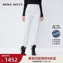Miss Sixty2021 winter New with cashmere jeans women black technology light and warm waist embroidery
