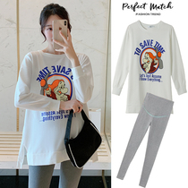 Pregnant Woman Spring Clothing Suit Fashion style 2022 new net red blouse t-shirt with big code even dress for the spring and autumn