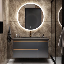 Modern simple bathroom cabinet combination set Bathroom sink Face wash basin Rock plate one-piece basin Light luxury