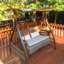 Outdoor swing Garden rattan chair Double rocking chair Garden Household hammock hanging chair Leisure balcony Adult rattan cradle