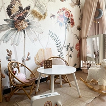 A Country Weekend Sweden imported custom-made mural girl room watercolor flower wall wallpaper