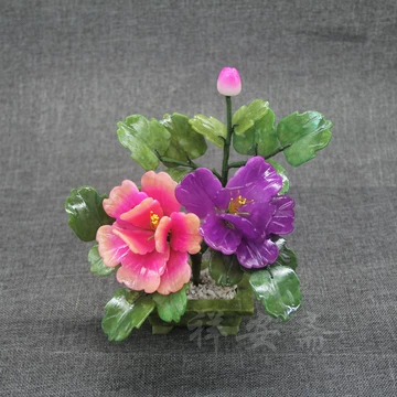玉石花盆景 石細工 花盆栽 ガラスケース付き 硬石彫刻 天然石 玉石 フラワー 天然盆景花玉石工艺品-天然盆景花玉石工艺品促销价格、天然盆景花玉石