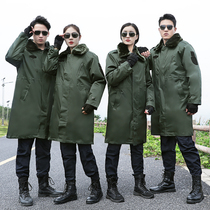 Military cotton coat mens winter waterproof thick long green security work cotton jacket clothing cold storage cold cold storage warm winter clothing