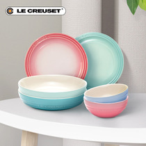 LE CREUSET cool color stoneware set 6-piece small bowl deep plate disc rice bowl flower combination