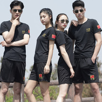 Outdoor physical training suit suit Summer Special Forces Physical clothing male military fans quick-dry short-sleeved shorts black T-shirt women
