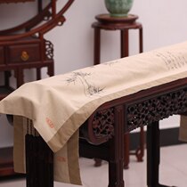 Qiuhong Guqin table flag cover cloth double cotton linen hand-painted guzheng dust cover Chinese style national style art gray cloth
