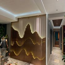 Stainless steel screen custom light luxury living room restaurant hotel outdoor rockery partition Modern metal decorative background wall