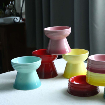 Export French Pet Bowl dog bowl cat bowl cat bowl drinking water bowl small dog food basin pet non-slip round ceramic solid color