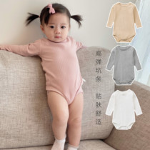 ins baby spring autumn triangle long sleeve fartsuit ultra cute female baby foreign air harater pure cotton pit strip one-piece suit