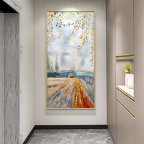 Hand-painted oil painting modern simple porch corridor corridor vertical version hanging painting household decoration painting light luxury landscape abstract painting