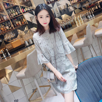 Lily Most2021 summer new lace openwork womens fashion western style large size mm fat summer loose dress