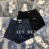 AUS dark denim shorts women 2021 Autumn New High waist pocket design loose thin wide leg hot pants tide