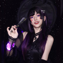 Magic medicine purple daily Halloween wig hanging ear dyed Ji hair princess cut cos black female lo fake hair full head cover